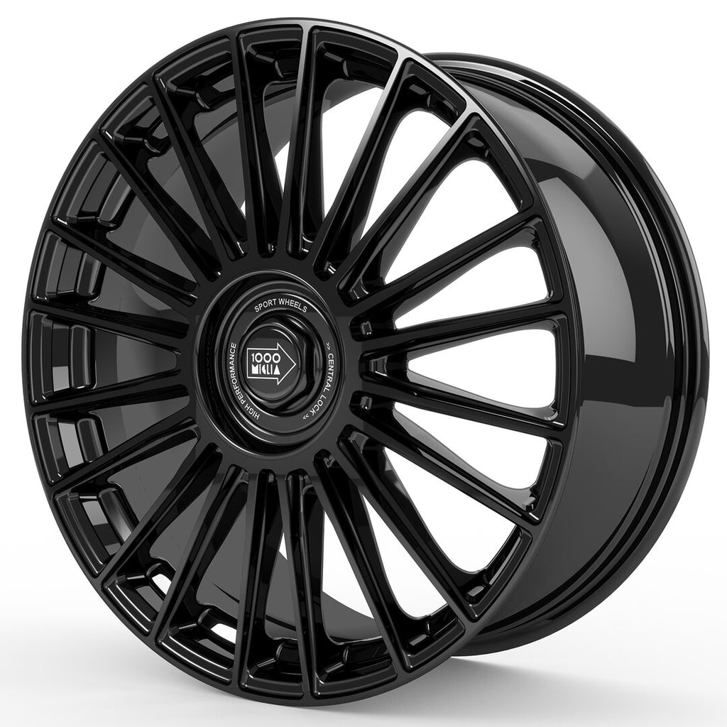 1000 Miglia, MM1022, 20 x 8.5", 5x120 PCD in Gloss Black, Single Rim