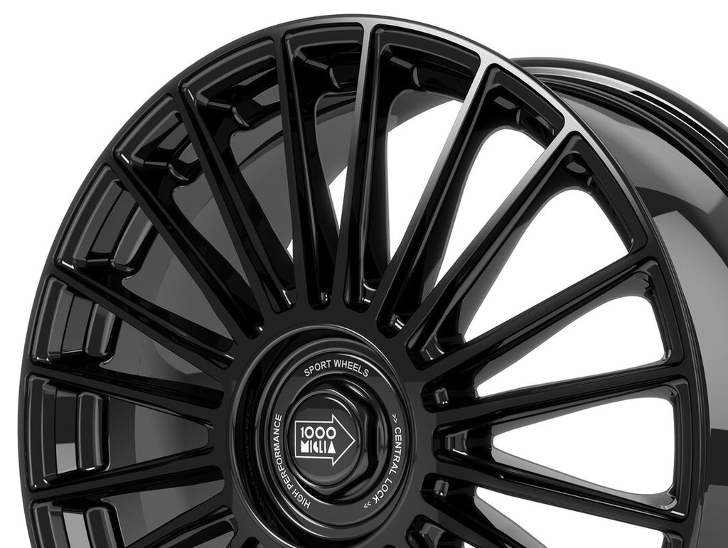 1000 Miglia, MM1022, 20 x 8.5", 5x120 PCD in Gloss Black, Single Rim