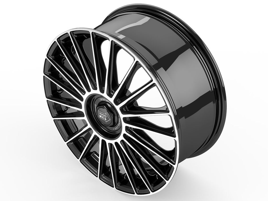 1000 Miglia, MM1022, 20 x 8.5", 5x120 PCD in Black with Polished Face, Single Rim