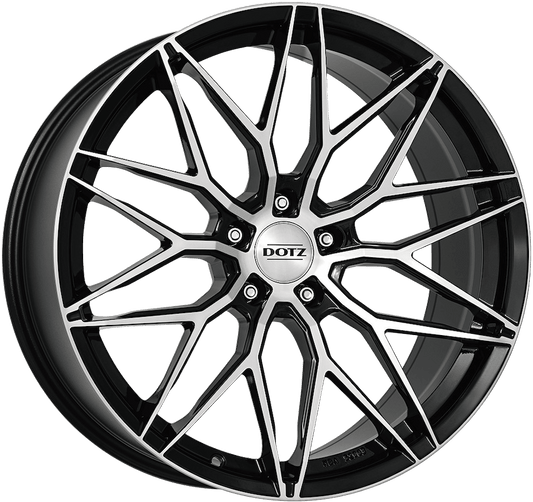 Dotz, Suzuka Dark, 19 x 8.5 inch,5x112 PCD, ET 35 in Black / Polished Single Rim