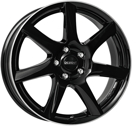 Dezent, TW Dark, 17 x 7 inch,5x100 PCD, ET 45 in Black / Polished Lip Single Rim