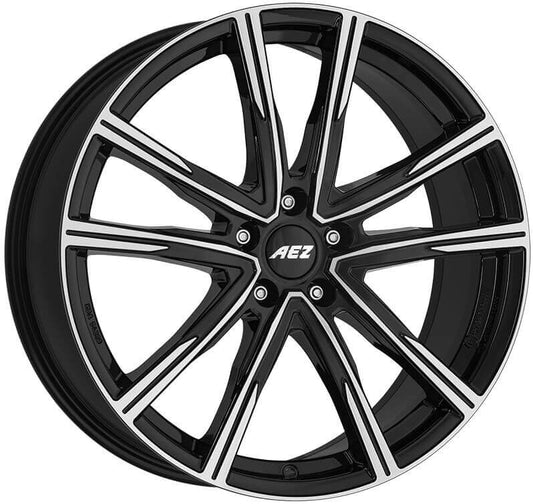 AEZ, Montreal dark, 20 x 8 inch, 5x108 PCD, ET49.5 in Black / Polished Single Rim