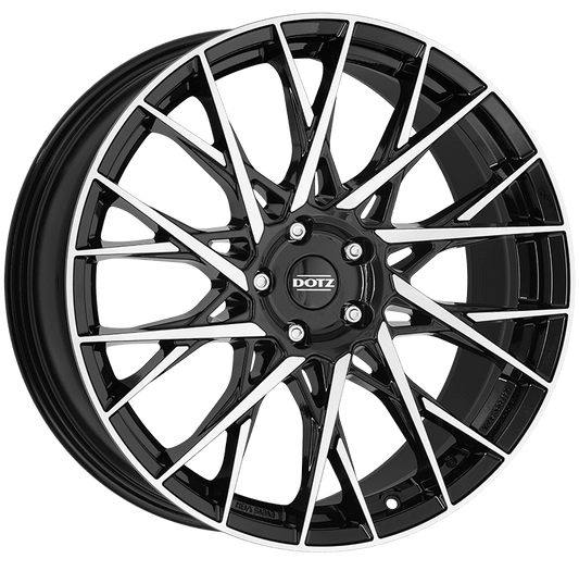 Dotz, Fuji dark, 20 x 8 inch, 5x108 PCD, ET45 in Black / Polished Single Rim