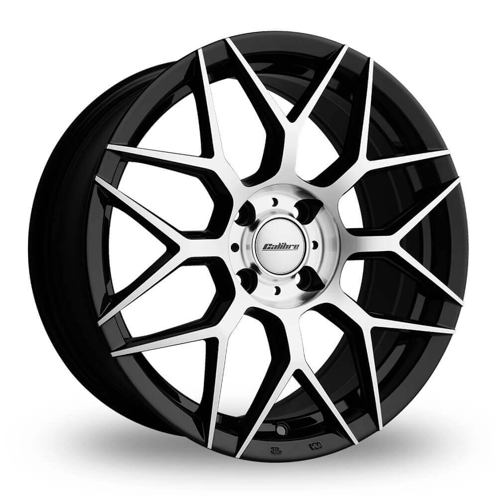 Calibre Spa, 17 x 7.5 inch, 4x108 PCD, ET35 in Black with Polished Face, Single Wheel