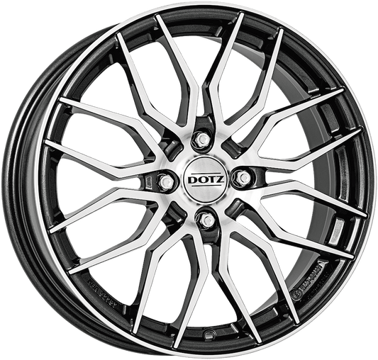 Dotz, Limerock Dark, 16 x 6.5 inch,4x100 PCD, ET 35 in Gunmetal / Polished Single Rim