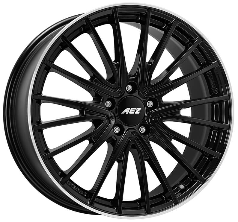 AEZ, Berlin black, 19 x 8.5 inch,5x112 PCD, ET 55.2 in Black / Polished Lip Single Rim