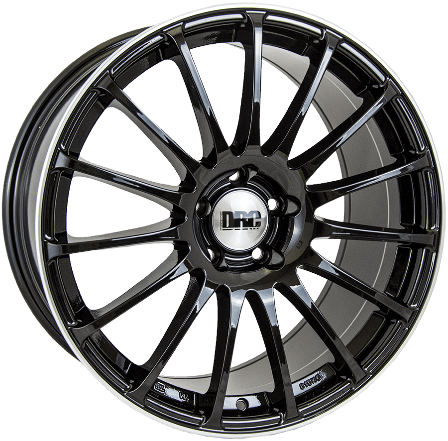 DRC, Rapide, 18 x 8 inch,5x108 PCD, ET 45 in Gloss Black / Polished Lip Single Rim