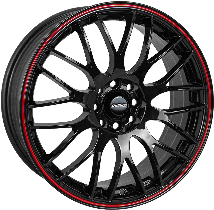 Calibre, Motion, 15 x 6.5 inch,4x108 PCD, ET 38 in Black/red Pinstripe Single Rim