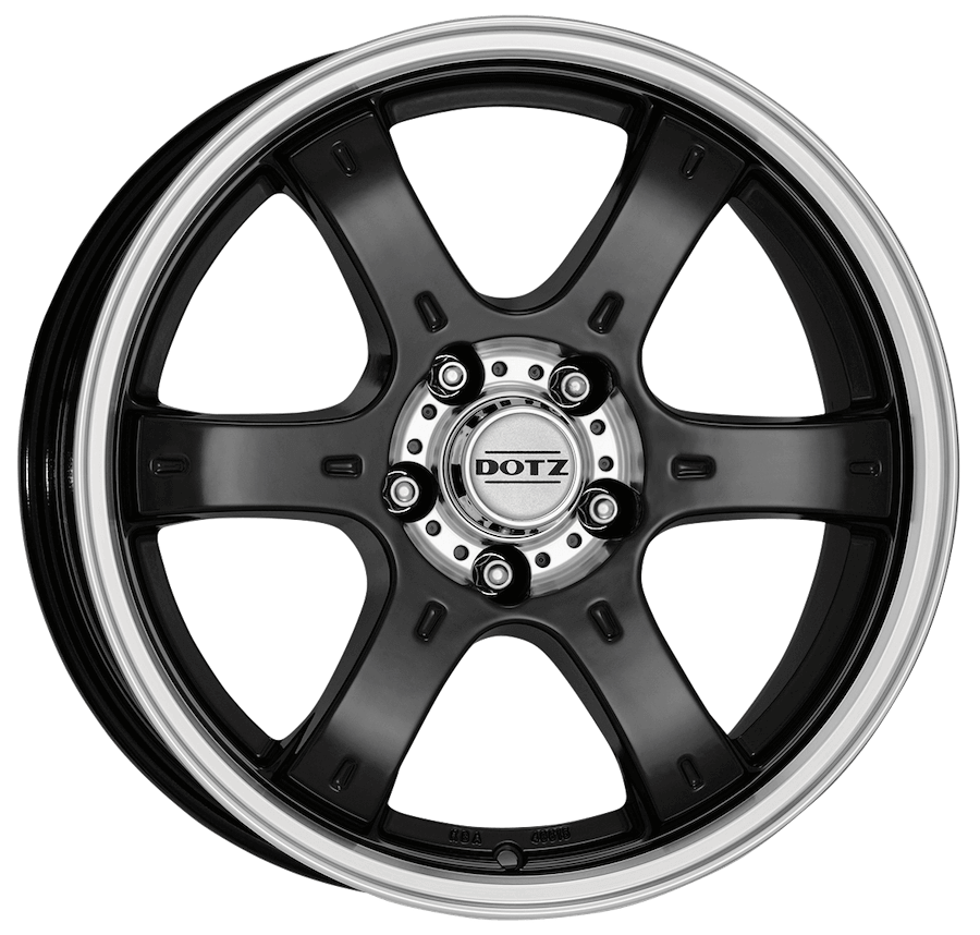 Dotz Crunch 17 x 8 inch 5x114.3 ET20 Black /polished alloy wheel